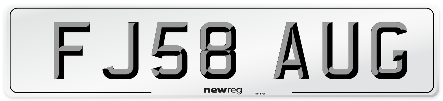 FJ58 AUG Number Plate from New Reg